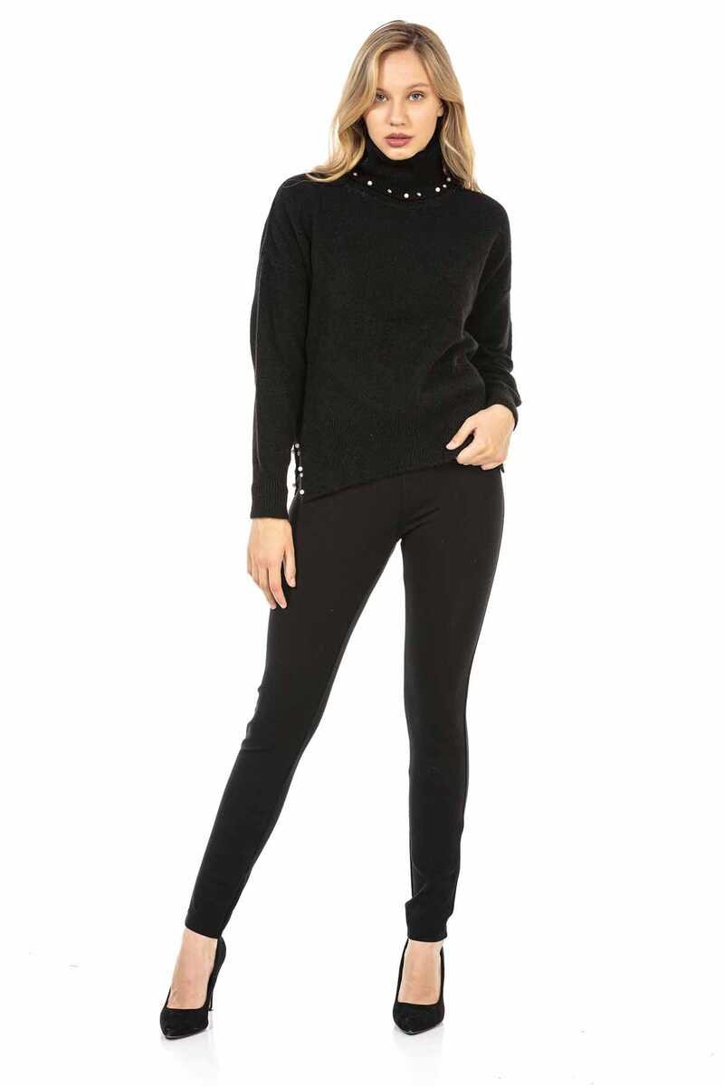 WP217 Turtleneck -trui voor dames met modieuze pareltoepassingen