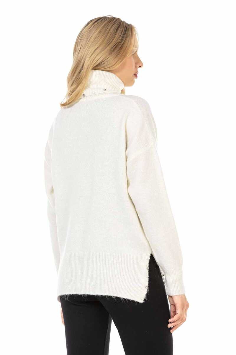 WP217 Turtleneck -trui voor dames met modieuze pareltoepassingen