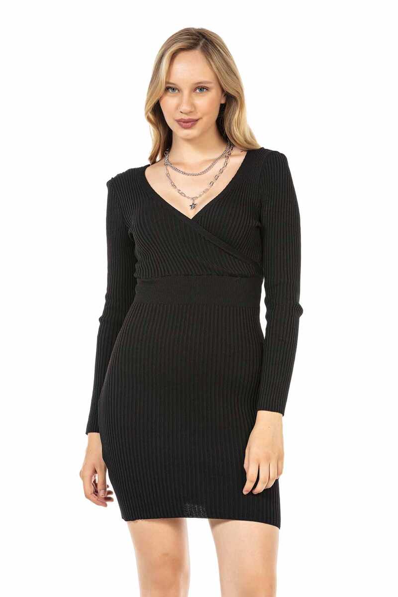 WP222 Vestido Manga larga con cuello en V 