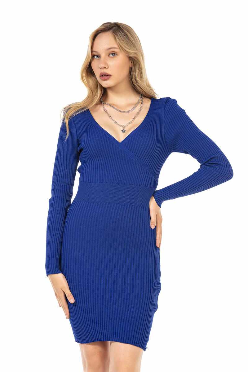 WP222 Vestido Manga larga con cuello en V 