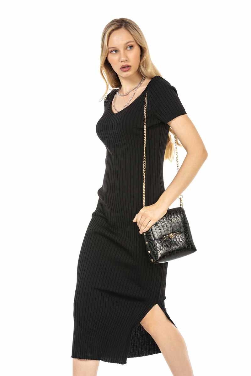 WP223 Vestido de punto de mujeres con corte lateral