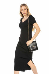 WP223 Vestido de punto de mujeres con corte lateral