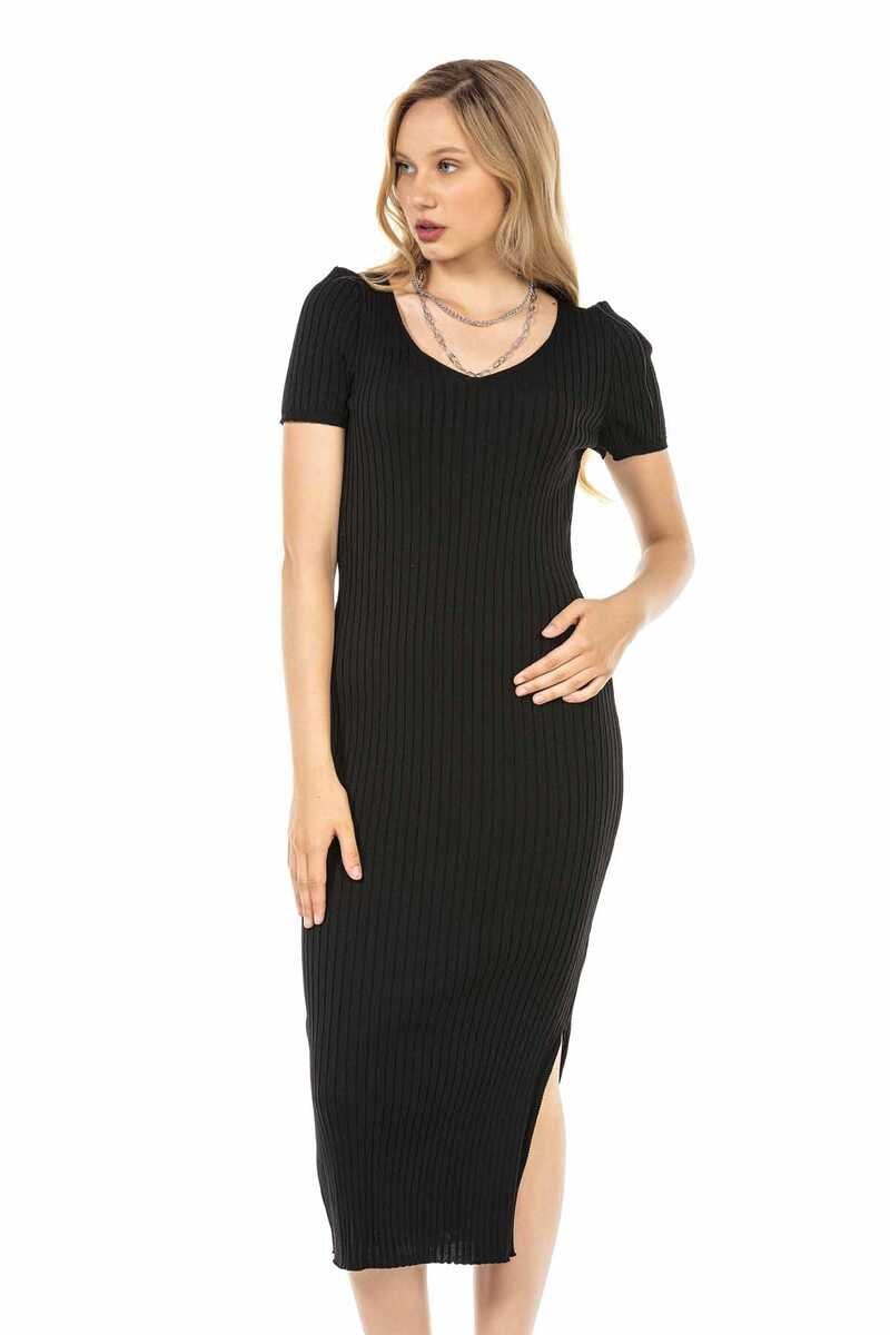 WP223 Vestido de punto de mujeres con corte lateral