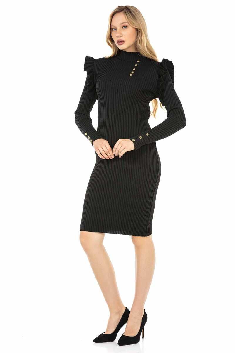  WP224 Vestido de punto con botones de mujer