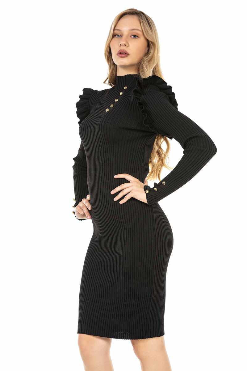  WP224 Vestido de punto con botones de mujer