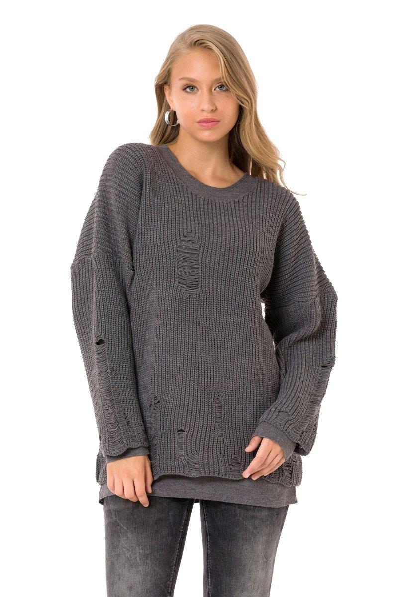 WP240 Women's knit sweater with long sleeve in a contrasting colour