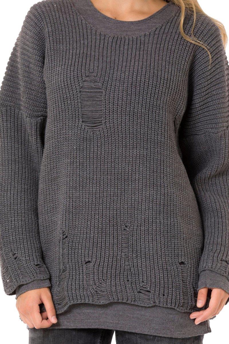 WP240 Women's knit sweater with long sleeve in a contrasting colour