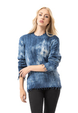 WP268 Damen Strickpullover – Pullover mit Tie-Dye Muster & Rippstruktur | Moderner Casual-Look für Alltag & Streetwear