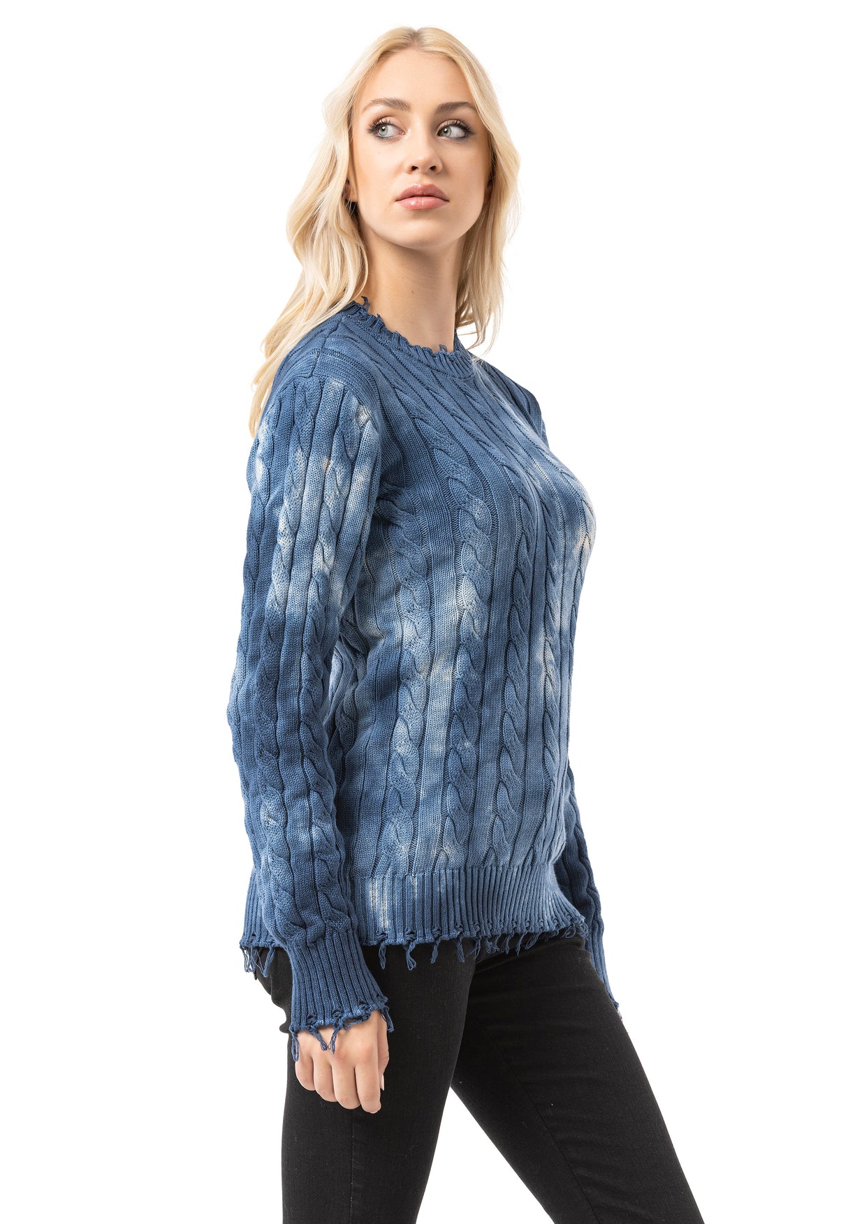 WP268 Damen Strickpullover – Pullover mit Tie-Dye Muster & Rippstruktur | Moderner Casual-Look für Alltag & Streetwear