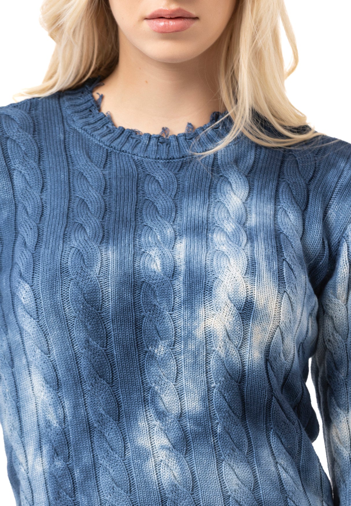 WP268 Damen Strickpullover – Pullover mit Tie-Dye Muster & Rippstruktur | Moderner Casual-Look für Alltag & Streetwear