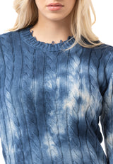 WP268 Damen Strickpullover – Pullover mit Tie-Dye Muster & Rippstruktur | Moderner Casual-Look für Alltag & Streetwear