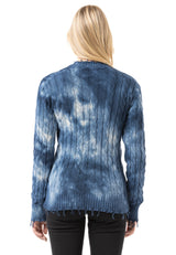 WP268 Damen Strickpullover – Pullover mit Tie-Dye Muster & Rippstruktur | Moderner Casual-Look für Alltag & Streetwear