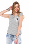 WT244 women's t-shirt with fashionable glitter appliqué