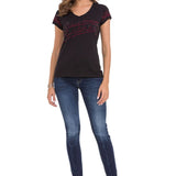 WT337 Dames T-shirt in een Glitter-Look