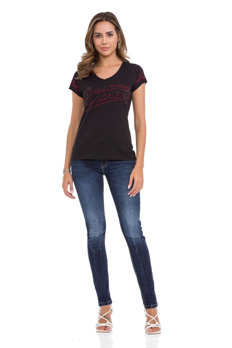 WT337 T-shirt pour femmes dans un look pailleté
