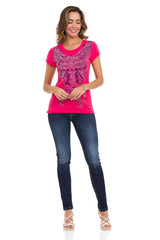 WT341 Camiseta  Estampado de alas con brillantes