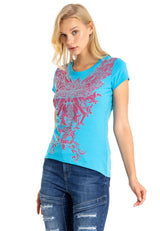 WT341 Camiseta  Estampado de alas con brillantes