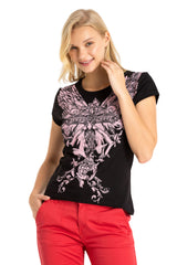 WT341 Damen T-Shirt mit glänzender Stein-Engel