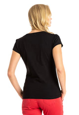 WT341 Damen T-Shirt mit glänzender Stein-Engel