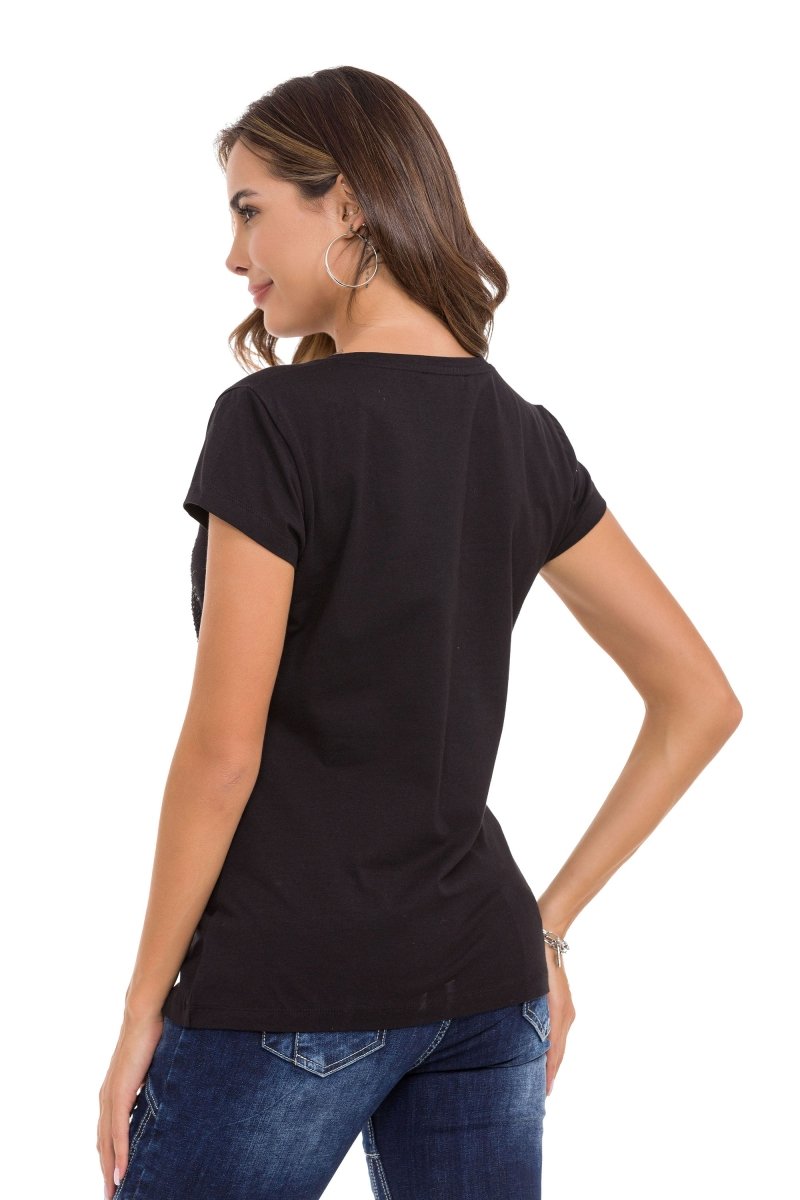 WT342 Camiseta  Estampado y piedras brillantes