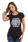 WT342 Women's Stone Foil Print T-Shirt