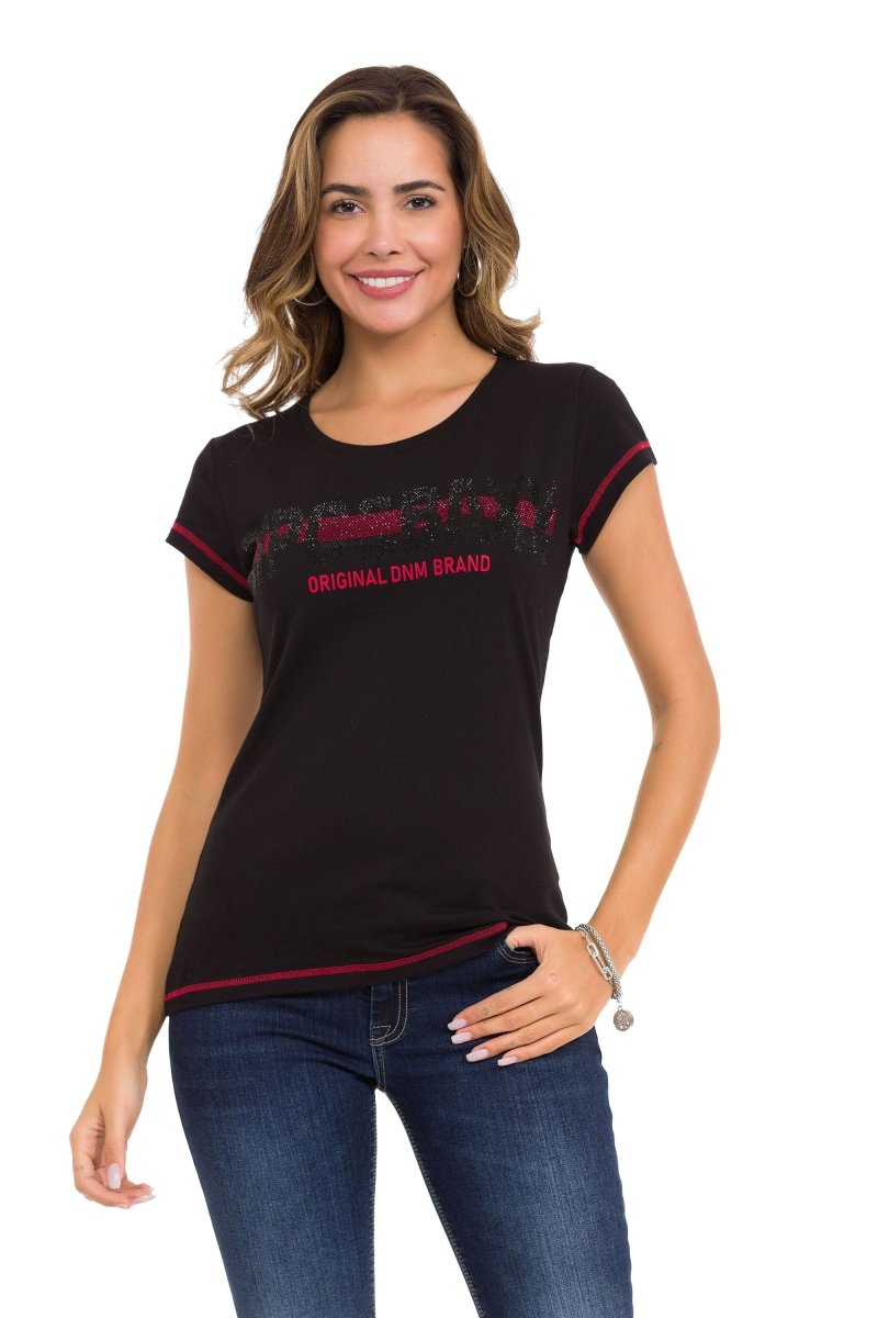 WT348 Camiseta Mujer con detalles de piedra brillante