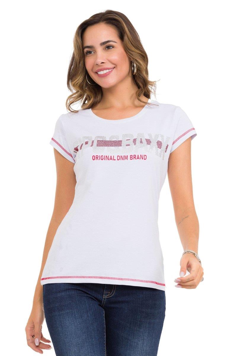 WT348 Camiseta Mujer con detalles de piedra brillante