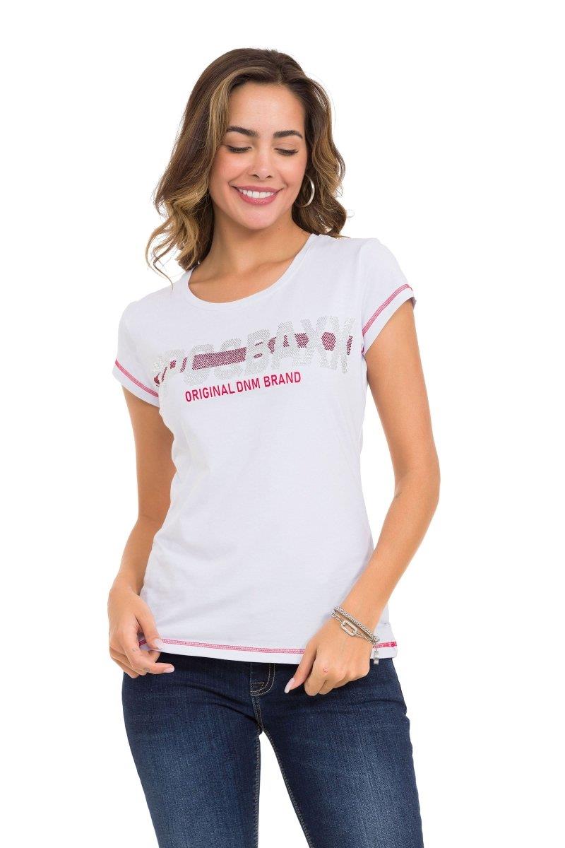 WT348 Camiseta Mujer con detalles de piedra brillante