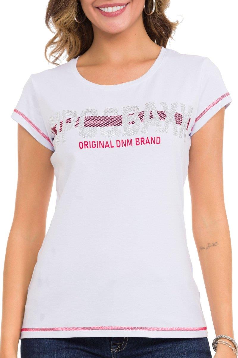 WT348 Camiseta Mujer con detalles de piedra brillante