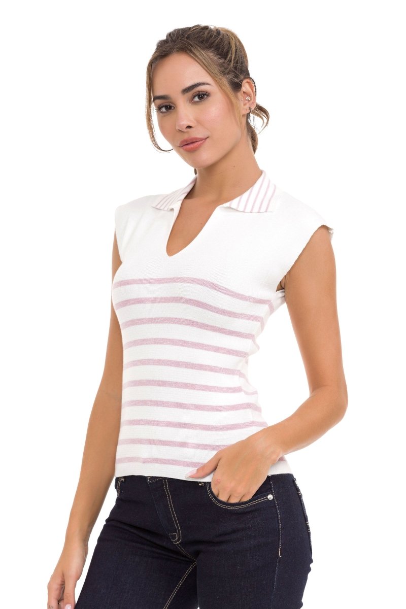 WT353 Camiseta polo a rayas