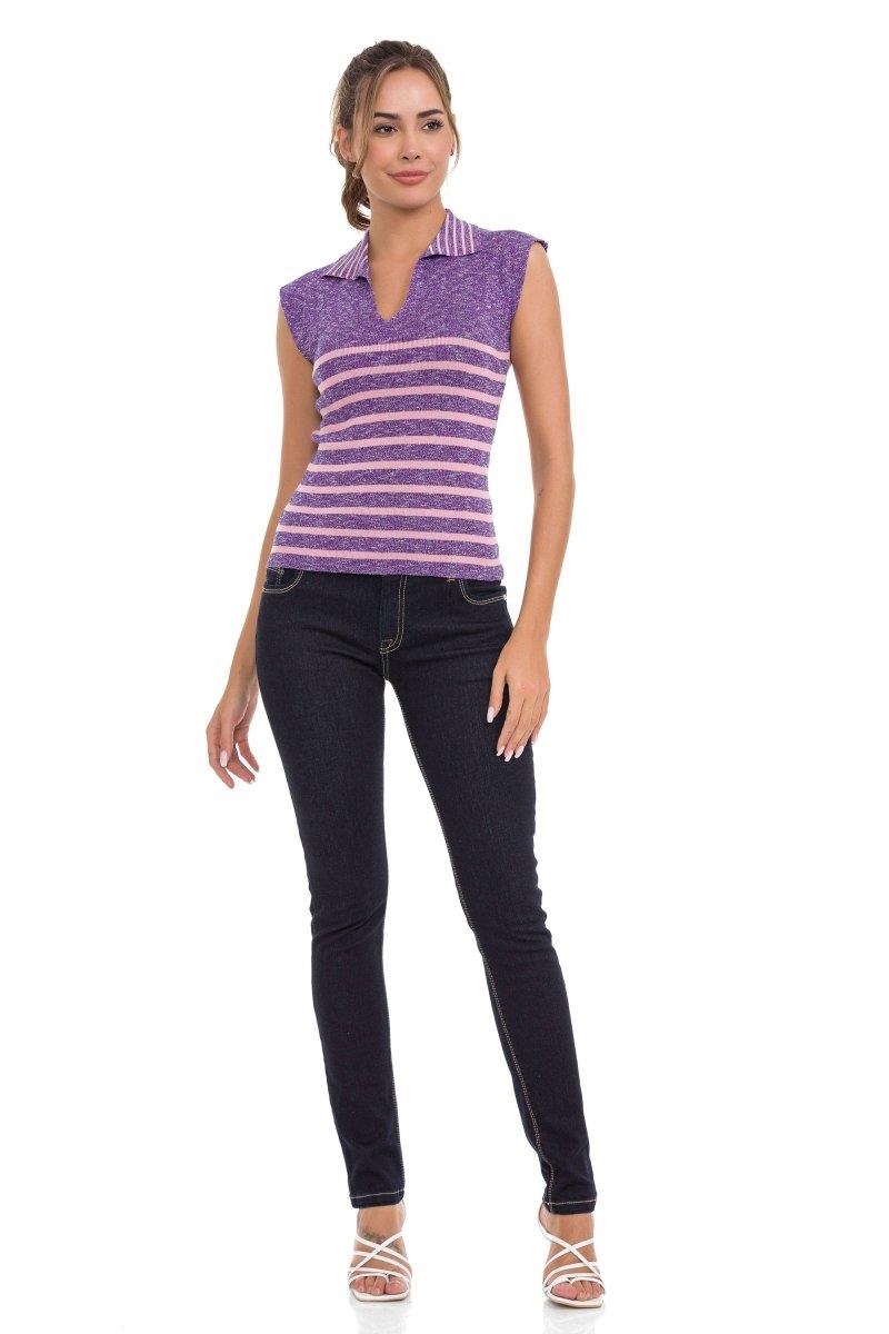 WT353 Camiseta polo a rayas