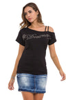 WT360 T-shirt Donna con Dettagli Brillanti