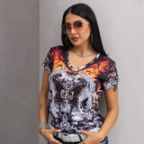 WT383 Damen T-Shirt – Digitaler Style mit auffälligem Design