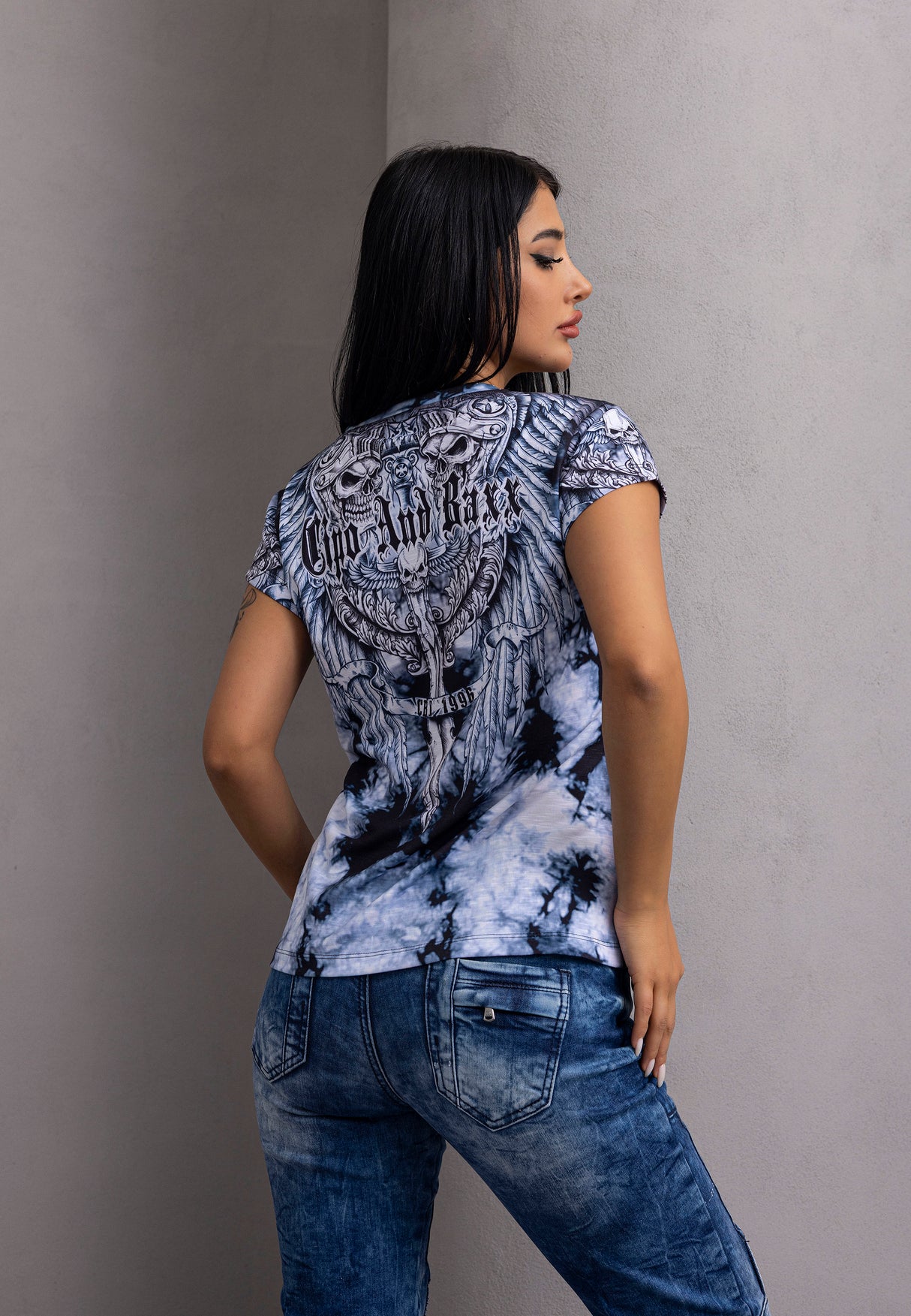 WT384 T-shirt damski z nadrukiem 