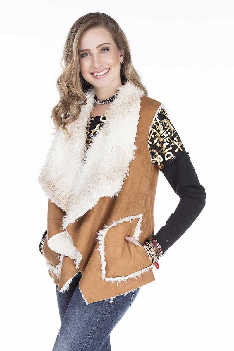 WW108 Chaleco con Pelo sintético para Mujer