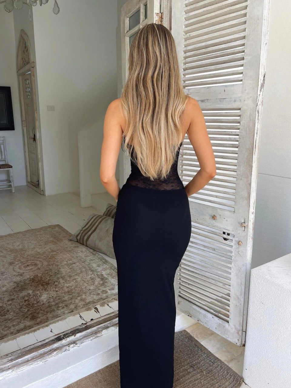 WY169 Vestido Escotado con corte lateral para mujer