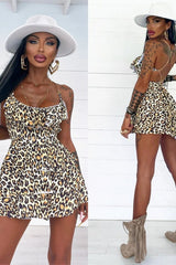 WY172 Vestido corto leopardo para mujer