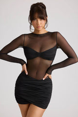WY177 enganliegendes transparentes Minikleid