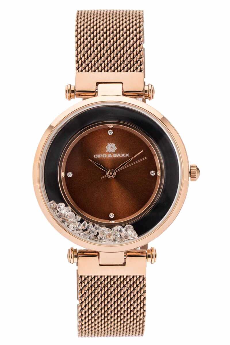 Reloj WZ104 Women's en una cinta de rejilla de acero con piedras