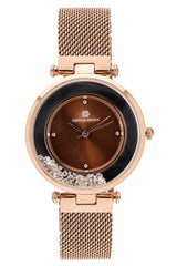 Reloj WZ104 Women's en una cinta de rejilla de acero con piedras