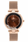 Reloj WZ104 Women's en una cinta de rejilla de acero con piedras