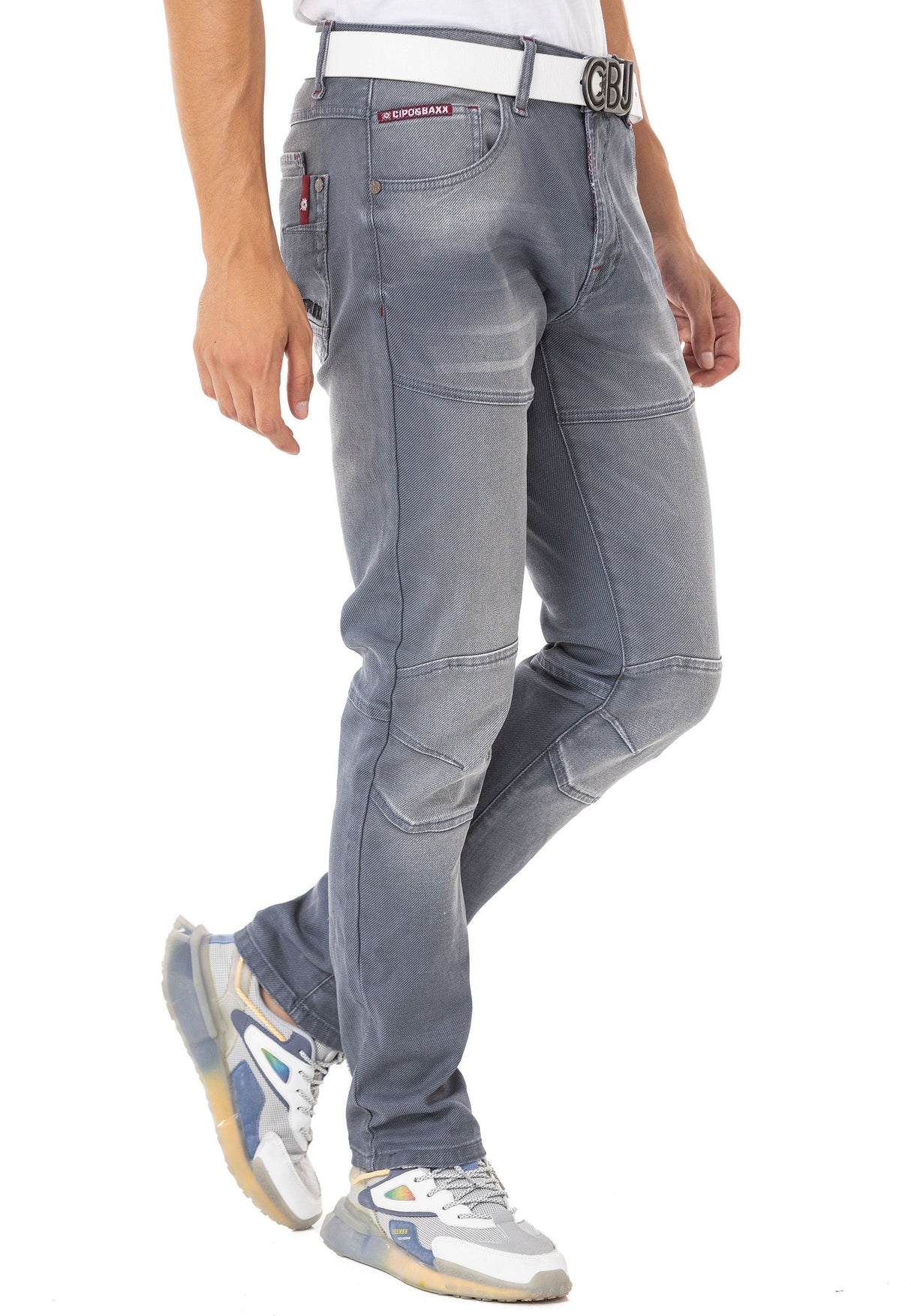 CD699 men's straight fit jeans with a cool used wash