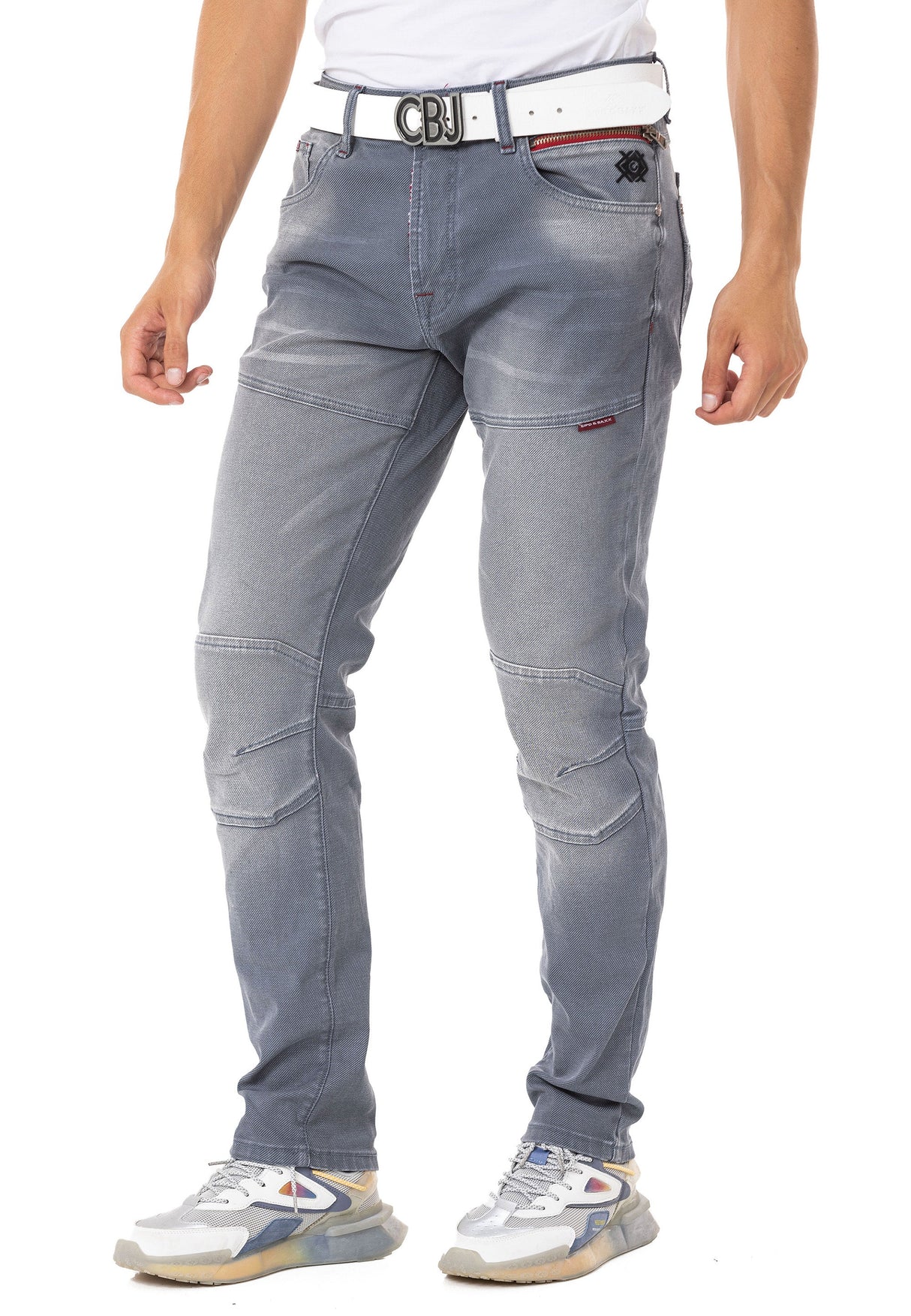 CD699 men's straight fit jeans with a cool used wash
