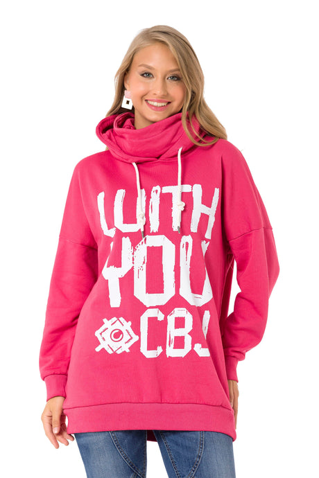 WL345 Damen Kapuzensweatshirt mit coolem Markenprint und Loop-Schal