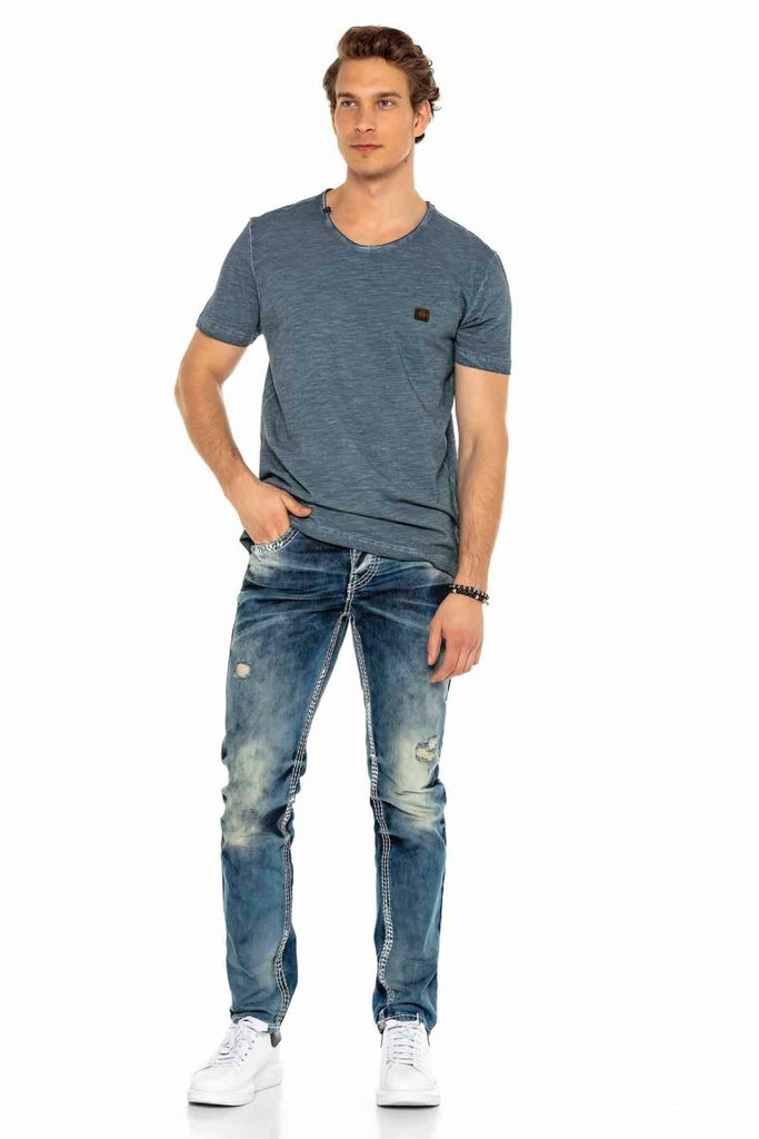 CD149 Herren bequeme Jeans im coolen Used-Look Straight Fit - Cipo and Baxx
