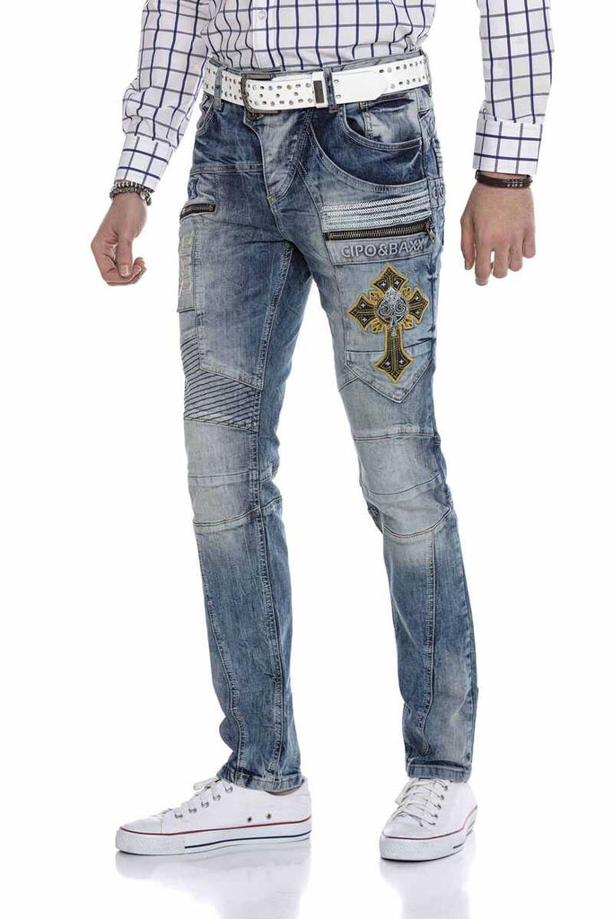 CD293 Herren bequeme Jeans im Biker-Stil in Straight Fit - Cipo and Baxx