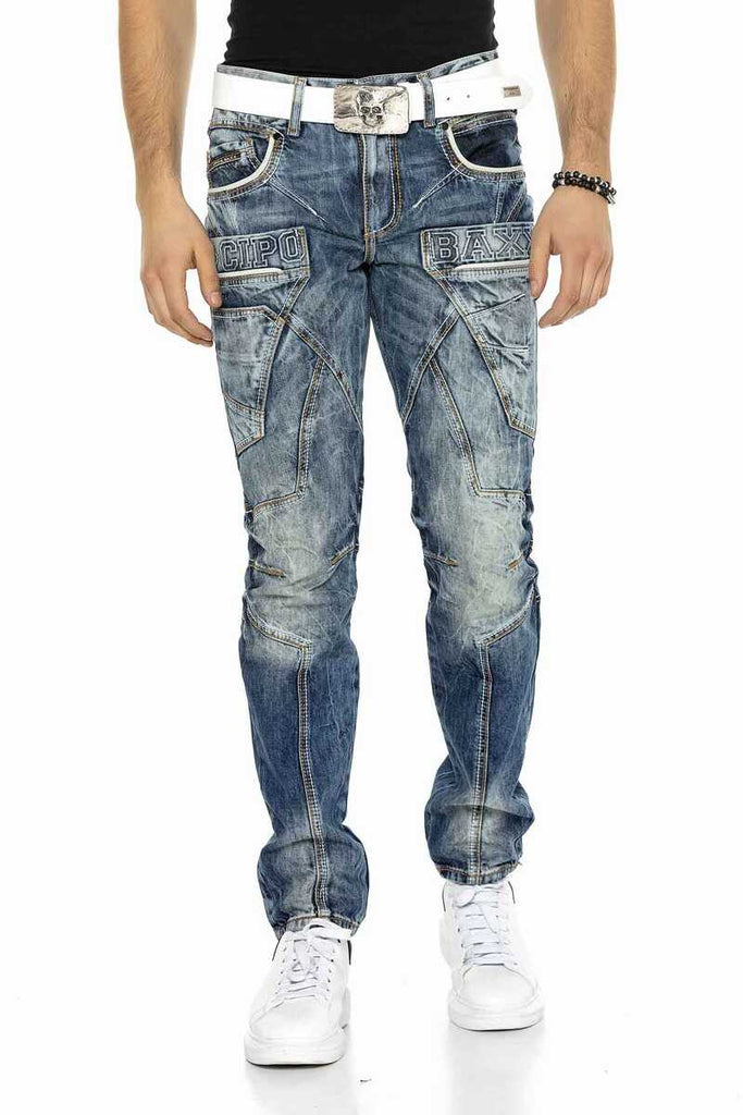 CD391 Herren bequeme Jeans mit Kontrastnähten und Seitentaschen - Cipo and Baxx