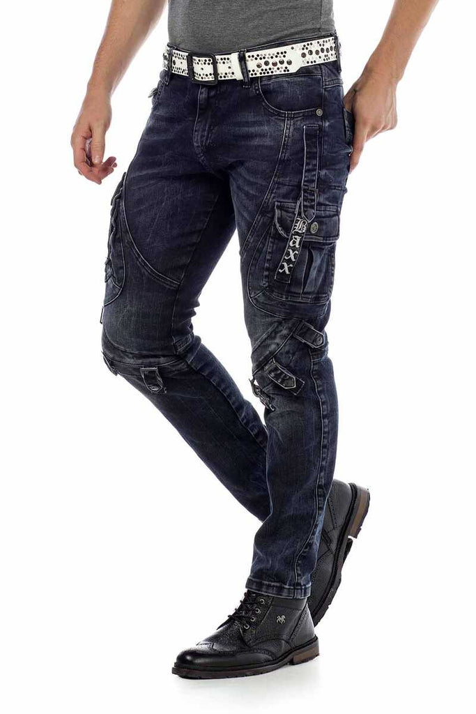 CD440 Herren Slim-Fit-Jeans mit Verschlussschnallen in Straight Fit - Cipo and Baxx