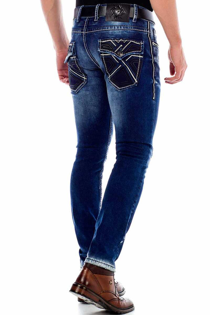 CD485 Herren Slim-Fit-Jeans im Worn Washed Look - Cipo and Baxx