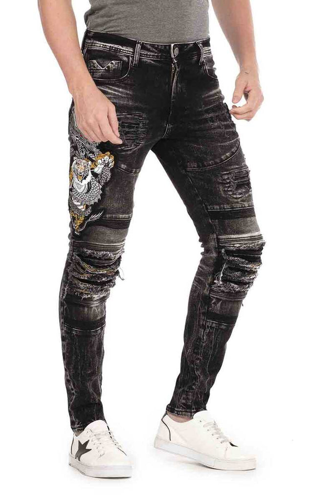CD486 Herren Slim-Fit-Jeans mit großem Tiermotiv - Cipo and Baxx
